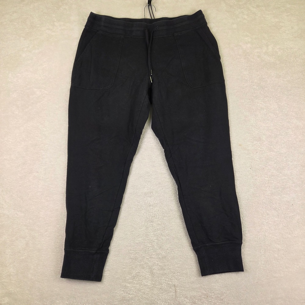 LL Bean Womens Black Jogger Sweatpants Pockets Large Petite 4196
